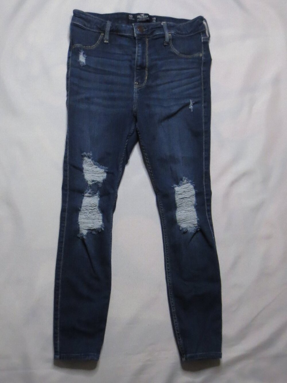 HOLLISTER juniors/womens JEANS blue HIGH-RISE denim LEGGING distressed SIZE 7XS